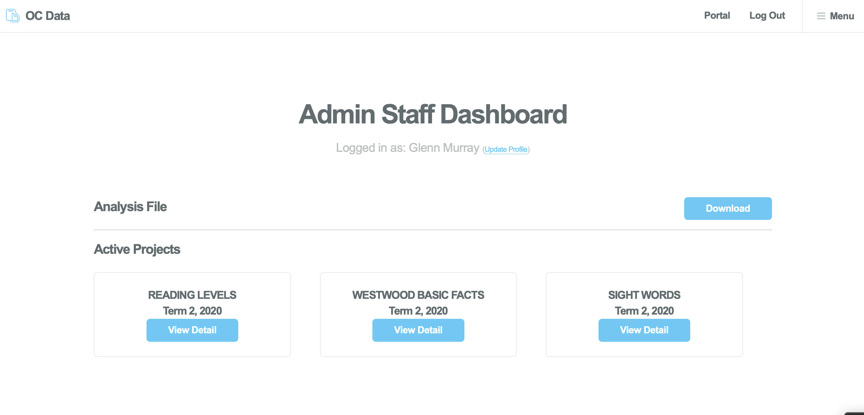 Admin dashboard